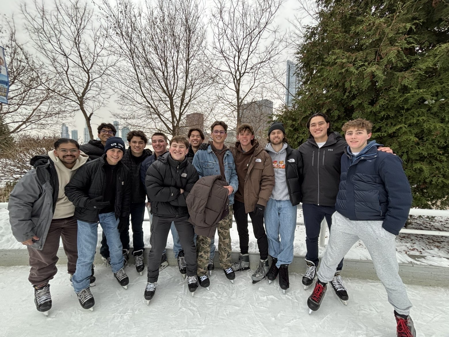Sigma Chi Brothers Ice Skating in Chicago